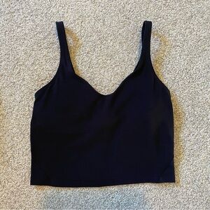 lululemon align tank top cropped black womens size 6 pads included built in bra